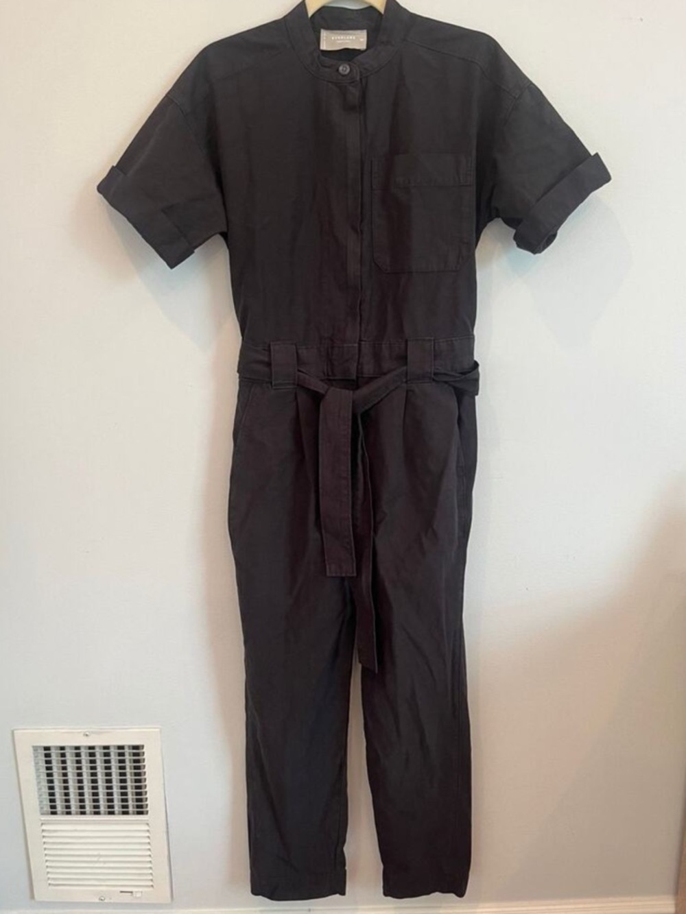 Everlane Black Short-Sleeve Tie-Waist Jumpsuit - Picture 3 of 3